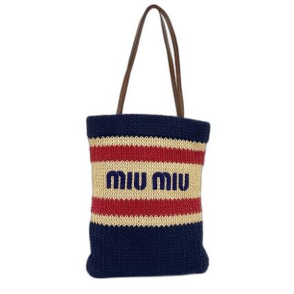 Miu Miu トートバッグ ラフィア コットン ラフィア エフ...