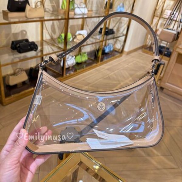 Tory Burch Rory Clear Shoulder Bag 180275 Brushed Almond