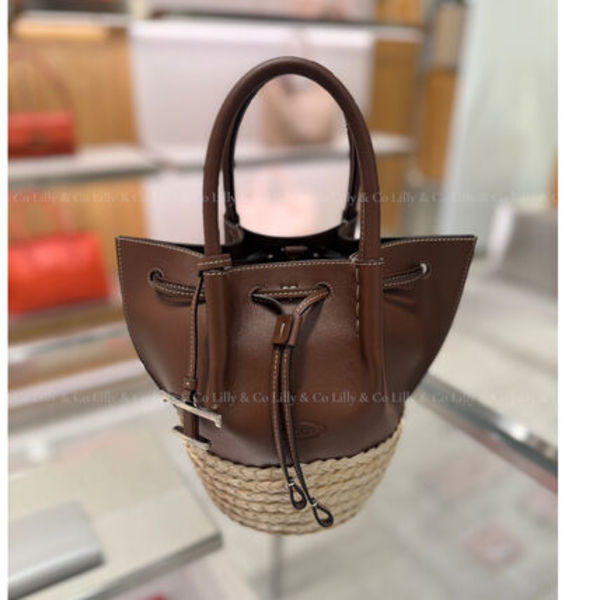TOD'S(トッズ)☆ストロー+レザーバケットバッグ ミニ