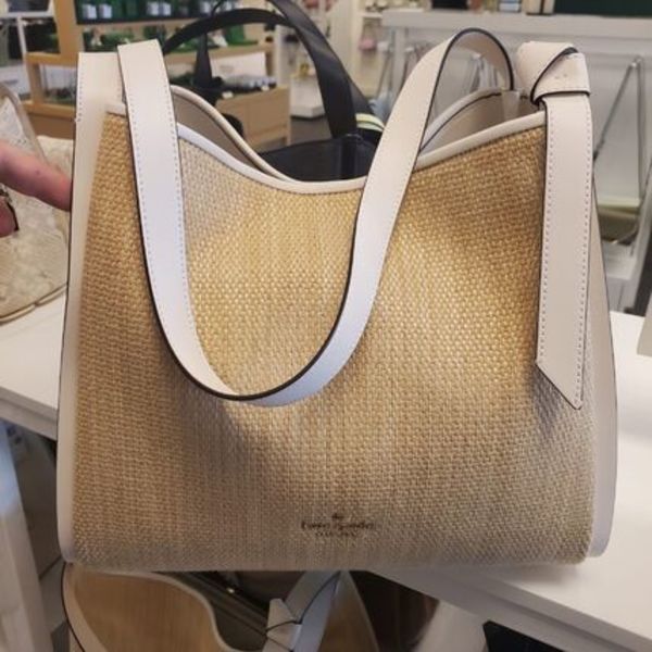 kate spade A4◎ノット ストロー キャリーオール かごバッグ