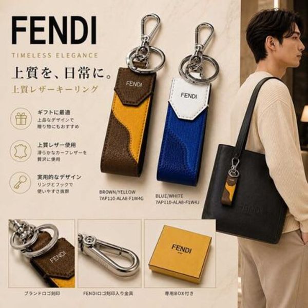 FENDI キーリング 7AP110 ALA8 レザー キーホルダー