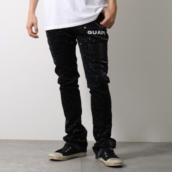 GUAPI パンツ Obsidian Black Raindrop Leather Pant
