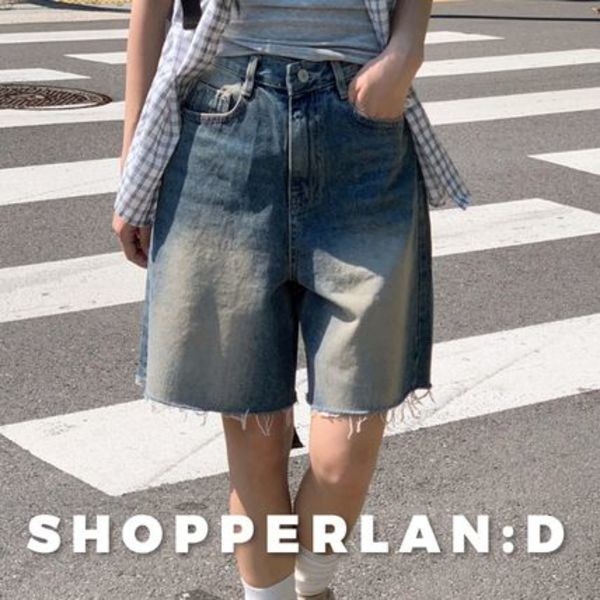 MD Vintage Washing Damage Bermuda Denim Shorts (2color)