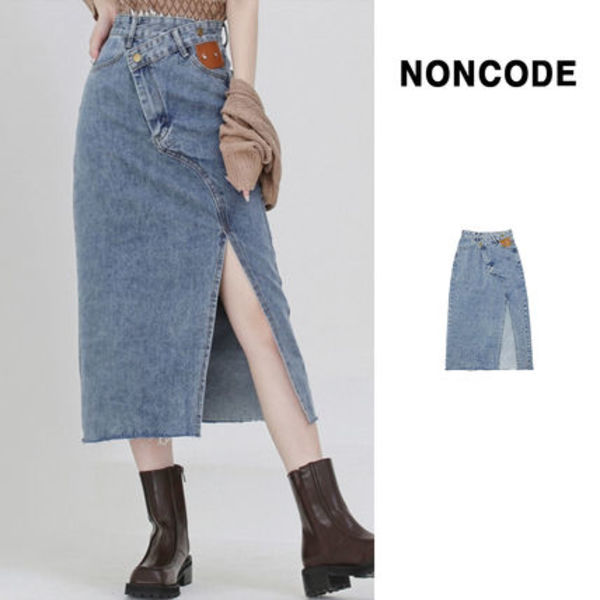 【NONCODE】Crew Unbalance Denim Long Skirt