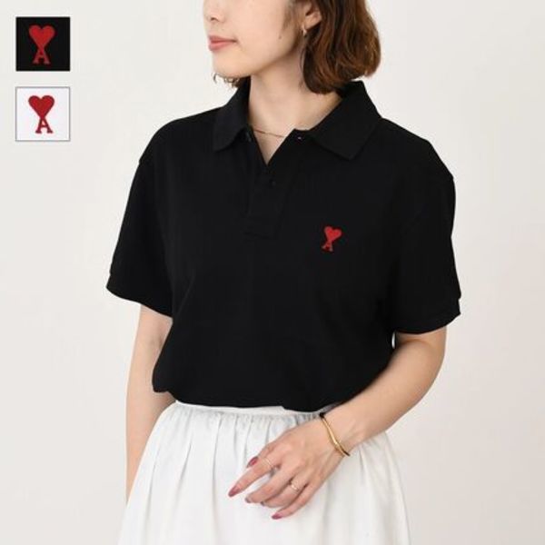 【国内即発】AMI PARIS オーガニックコットンピケ ポロシャツ