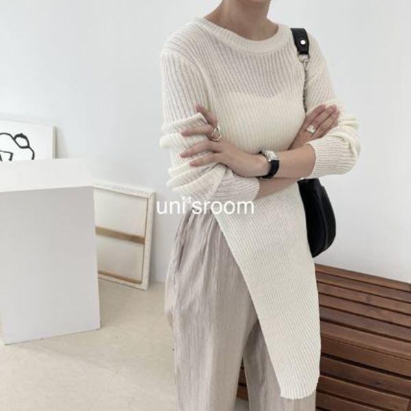 uni's room■2color スリットシアーロングニット NT-SS21-12