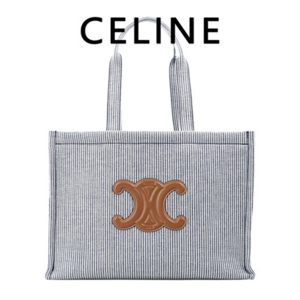 CELINE バッグ ラージ カバ タイス トートバッグ ボーダー柄