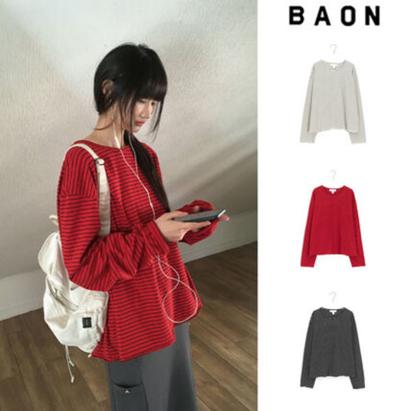 【BAON】[unisex] Kaoli Stripe Long Sleeve Tee