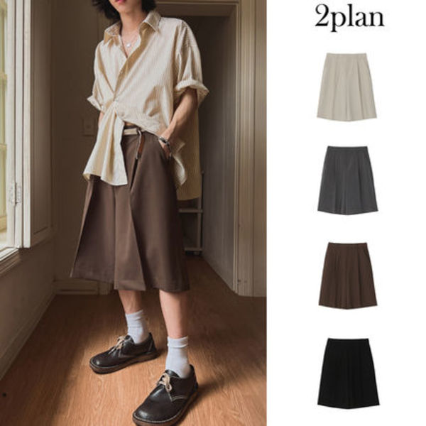【2plan】Triangle Bermuda slacks