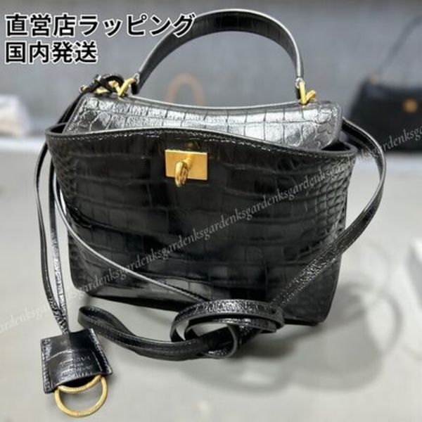 すぐ届く!BALENCIAGA Rodeo ミニ ハンドバッグ クロコ型押し