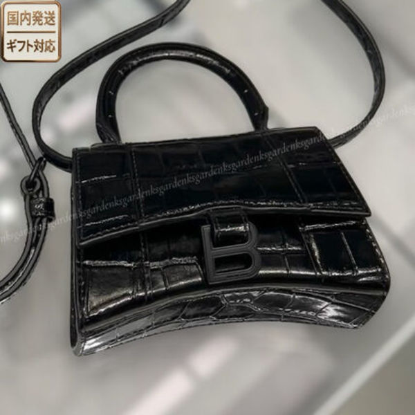 BALENCIAGA★HOURGLASS ミニバッグ クロコ型押し★すぐ届く!