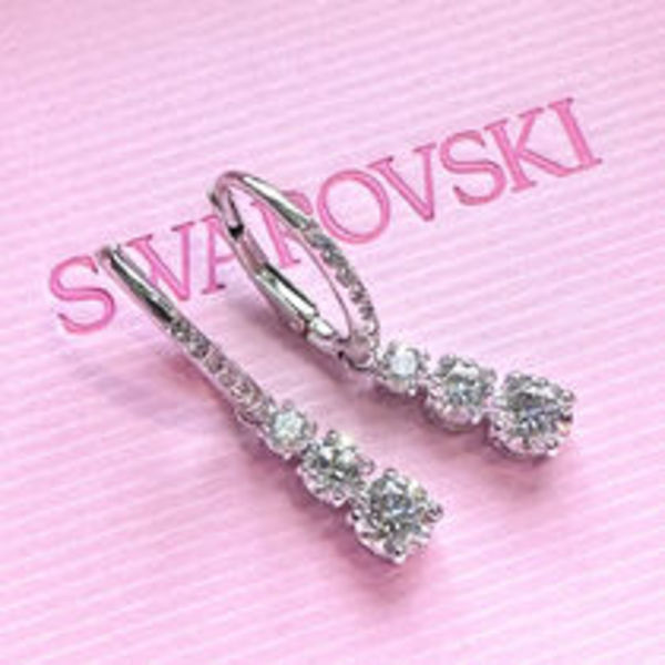 スワロフスキー ショッパー付 ピアス シンプル ドロップピアス
