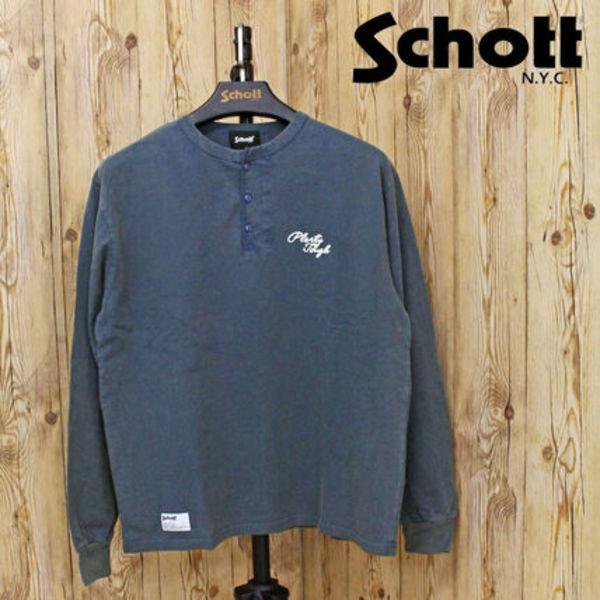 Schott ショット プレンティタフ 刺繍 ヘンリーネック ロンT