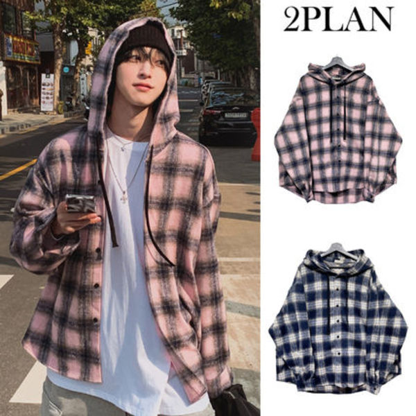 【2plan】Candy hooded balloon check shirt