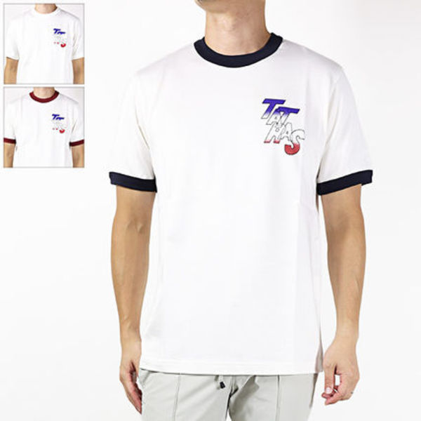 TATRAS メンズ リンガーTシャツ 半袖 クルーネック ロゴ ETANO