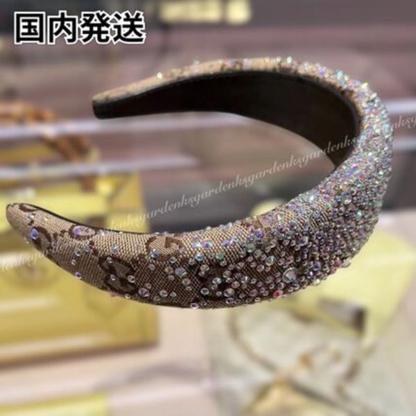 すぐ届く!GUCCI クリスタル付き GGキャンバス カチューシャ