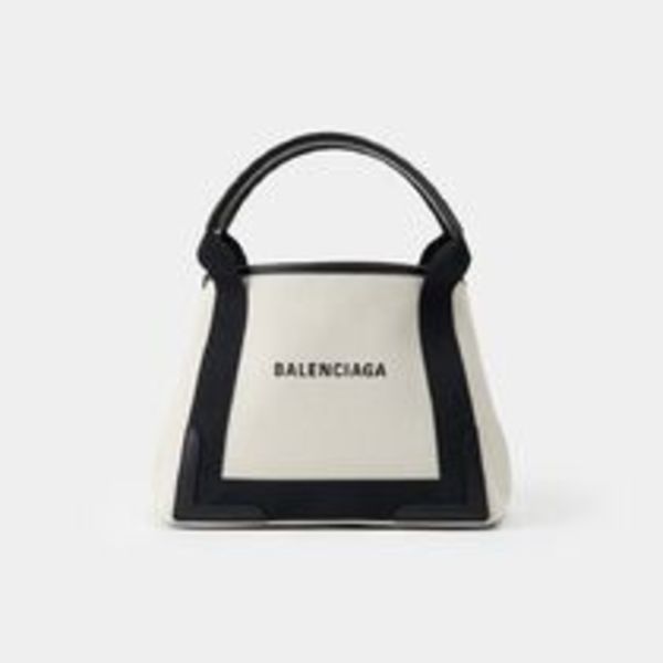 即発! Outlet!【BALENCIAGA】 NAVY CABAS キャンバスバッグ S