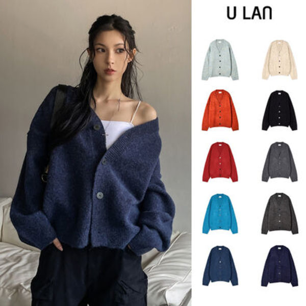 【U LAN】Neckie Soft Loose Fit V-Neck Cardigan