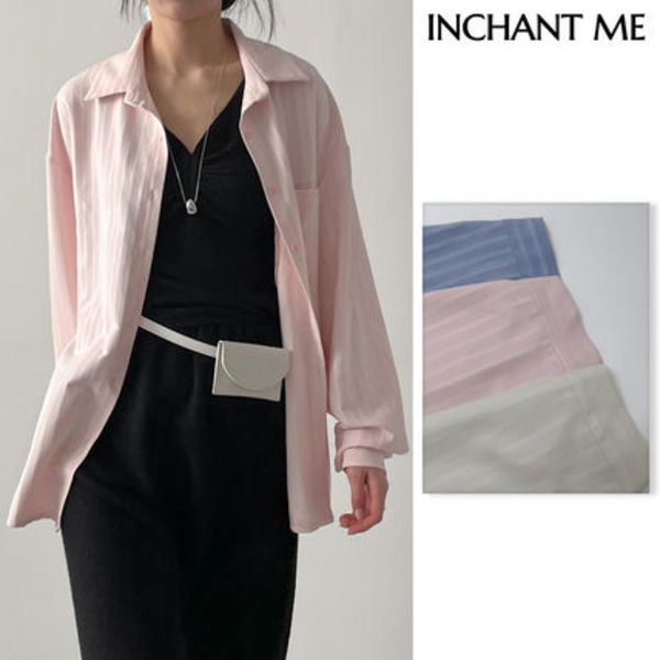 【INCHANT ME】Striped Strap Long Shirt