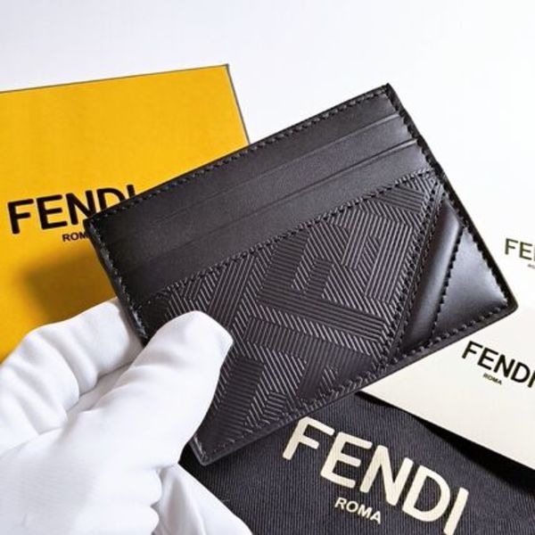 国内発送◆FENDI シャドー ダイアゴナル カードケース レザー