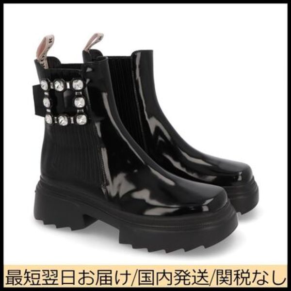 Roger Vivier ブラック チェルシーブーツ エナメル