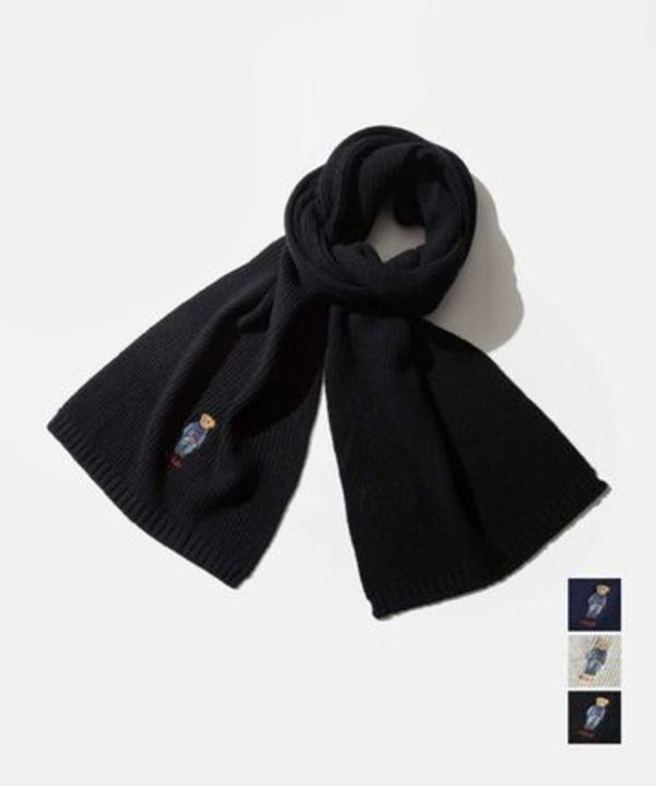 POLO RALPH LAUREN solid denim bear scarf PC1464 マフラー