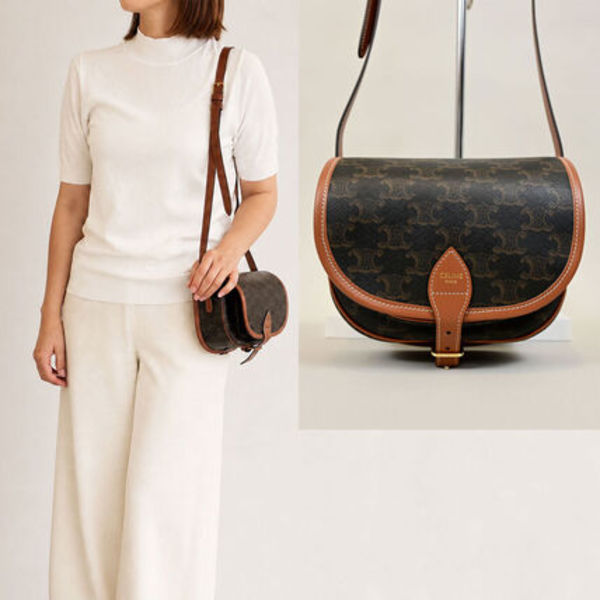最短翌日着 CELINE ミディアム フォルコ ショルダーバッグ