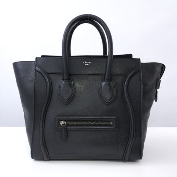 CELINE ラゲージ カーフレザー ミディアム バッグ ブラック