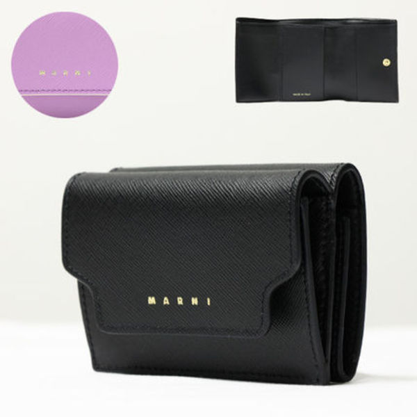 MARNI マルニ 三つ折り財布 折りたたみ財布 ミニ財布 ロゴ 本革