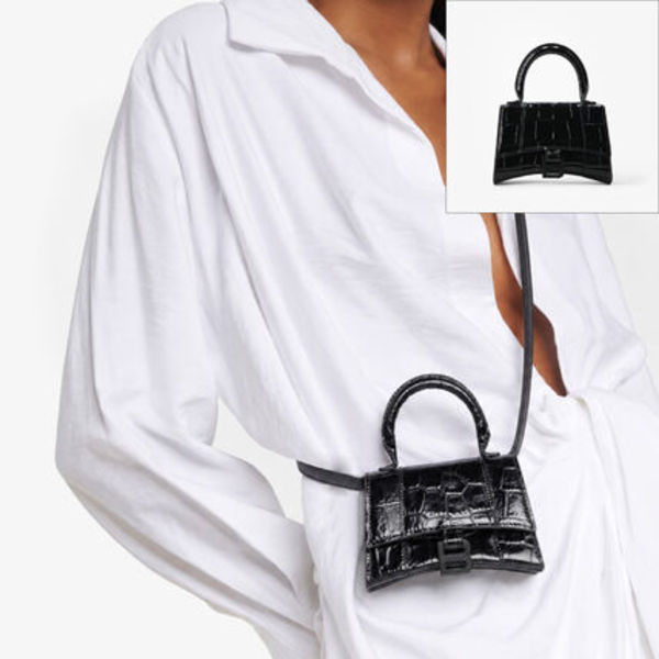 ★BALENCIAGA★ HOURGLASSクロコダイル ミニバッグ 637372 1LR67