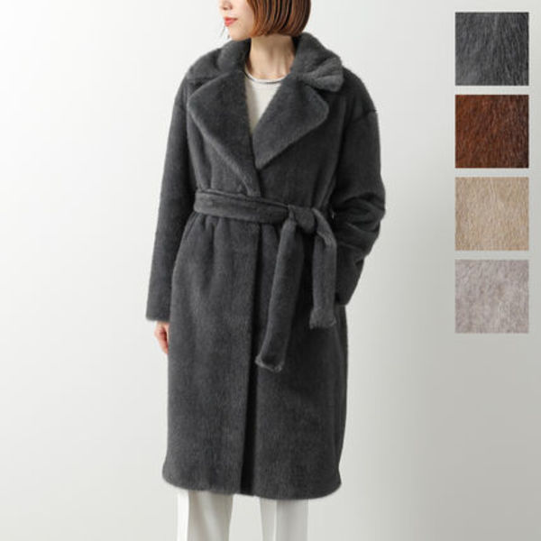 HERNO ファーコート CA000582D 12739 エコファー ベルト付き