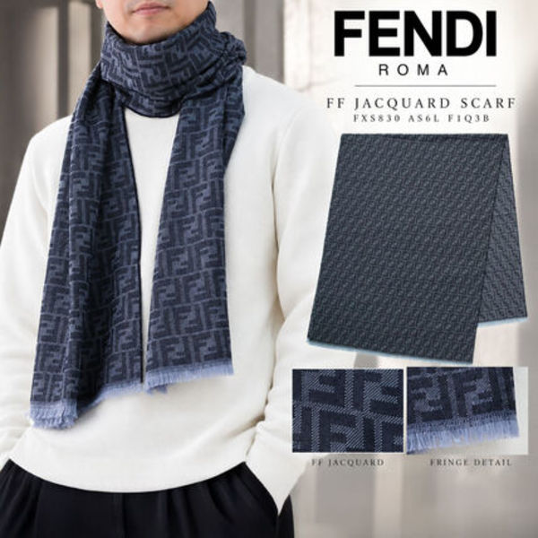【新品・国内即発】FENDI FXS830 AS6L F1Q3B DENIM BLU マフラー