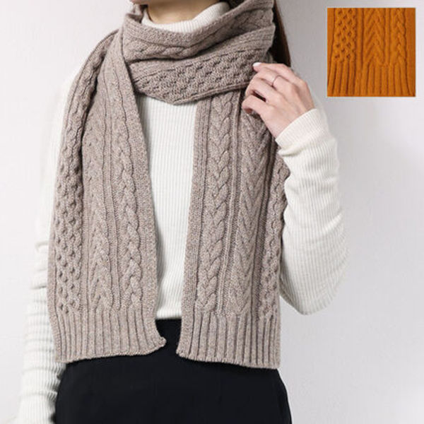 JOHNSTONS マフラー アランケーブル カシミヤ HAC03406
