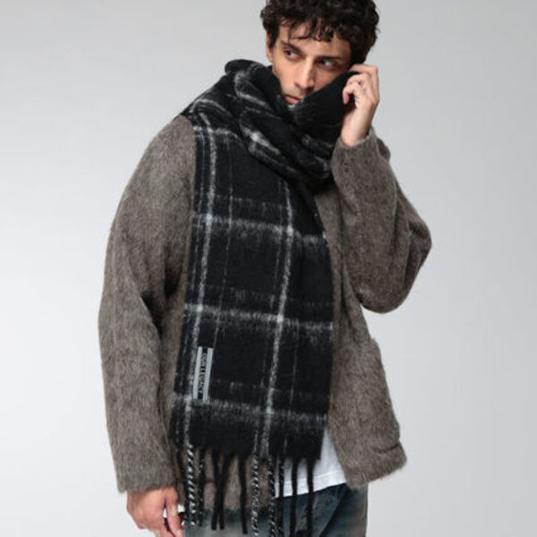 OUR LEGACY ESTATE SCARF マフラー Black Fuzzy Alpaca Check