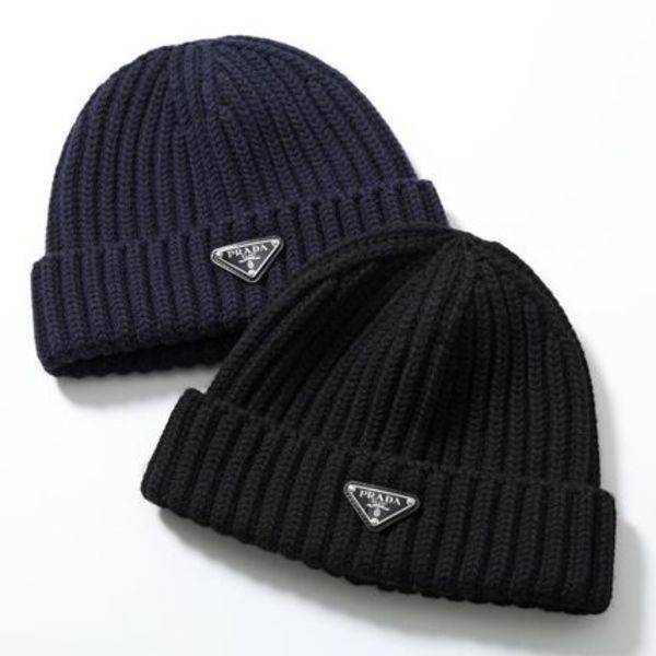 PRADA ニット帽 2HC390 2DZL トライアングルロゴ ビーニー