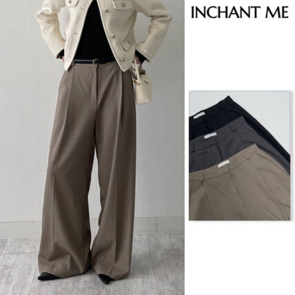 【INCHANT ME】[Winter ver.] Flap One-Tuck Wide Slacks