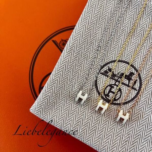 【関税無し】Mini Pop H 白 Blanc ペンダント ネックレス HERMES