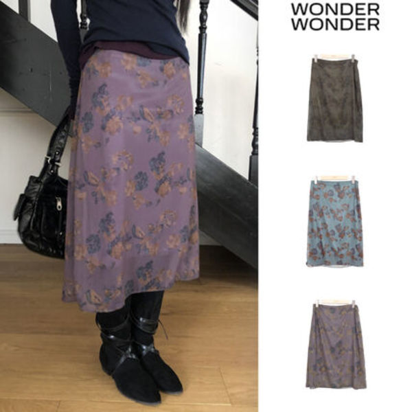 【WONDER WONDER】Jubel Flower Chiffon Midi Skirt