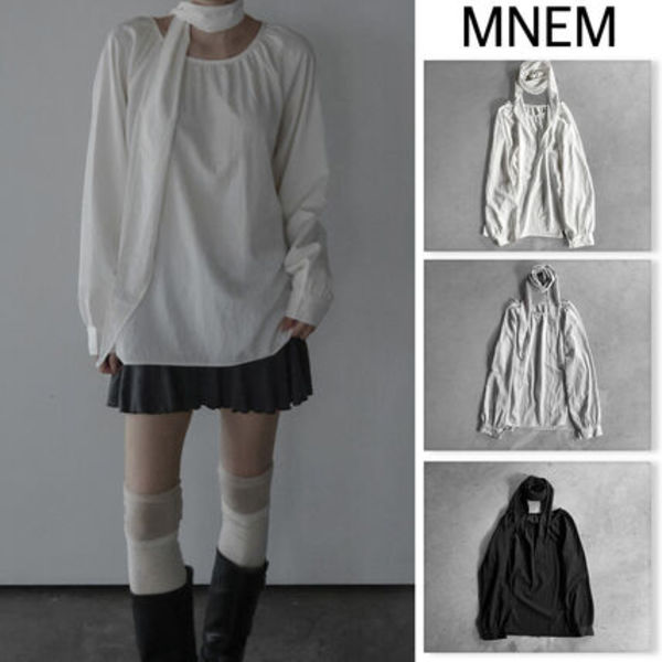 【mnem】Mue Shirring Scarf Blouse