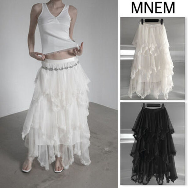 【mnem】Cherian Chiffon Unbalance Tiered Skirt