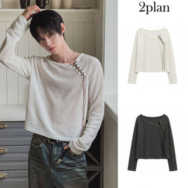 【2plan】26SS★ [PLAN MADE] Loop Lace-up Boat Neck Knit