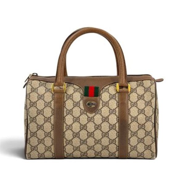 GUCCI シェリーライン GGプラス PVC ブラウン ボストン