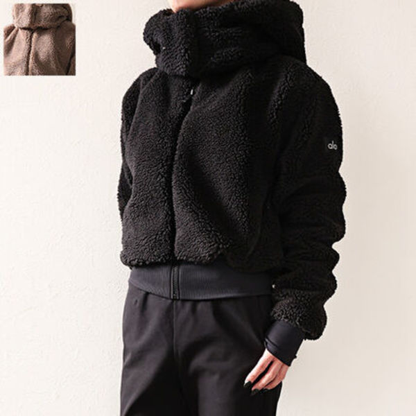 Alo Yoga ボアジャケット フード付き Foxy Sherpa Jacket W4493