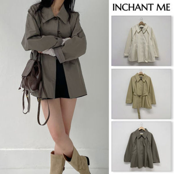 【INCHANT ME】Yev Belted Half Trench Coat
