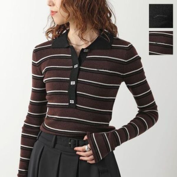 GANNI ポロニット Mini Ribbed Merino Polo