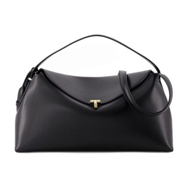 【関税込み】T Lock Top Handle Bag - TOTEME - Leather - Black