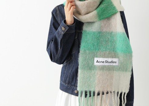 タグ付定価61600円 【新品未使用】Acne studio マフラー/ショール ACNE STUDIOS｜アクネストゥディオズ モヘアチェックスカーフ (Acne