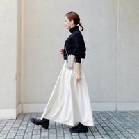 頑張りすぎないおしゃれコーデ!上はキュッ!下はふんわりな女っぽコーデ