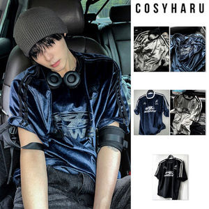 【COSYHARU】Ferundi Velvet Track Round Short Sleeve Tee