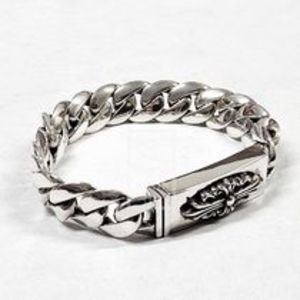 CHROME HEARTS BABY Classic Mini FLORAL CROSS ID Bracelet